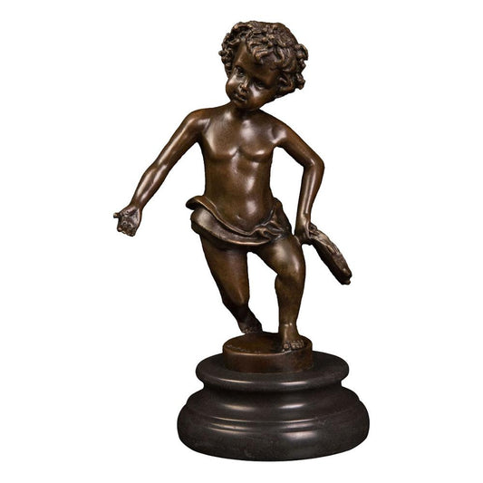 AH-282 Bronze Handmade Little Boy Statues and Sculptures Cute Child Kid Copper Figurine Children Room Decor Birthday Gifts