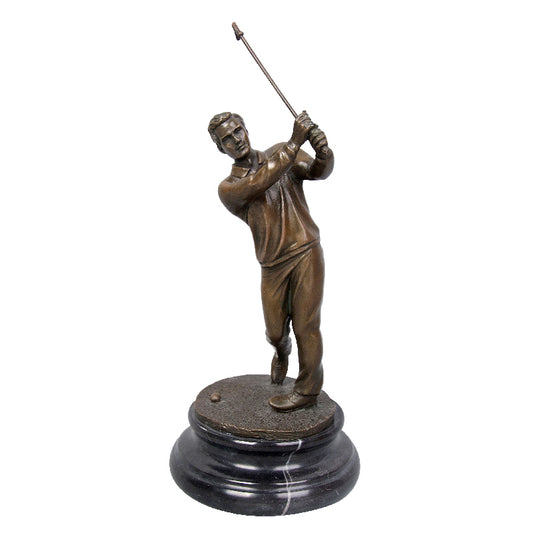 AH-039 Bronze Male Golfer Statue Sculpture Man Playing Golf Copper Statuette Figurine for Office Decoration Friend Gifts