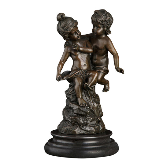 AH-249 Bronze Cute Boy and Girl Sculpture Statue Antique Little Kids Figurines For Children Bedroom Decoration Birthday Gift