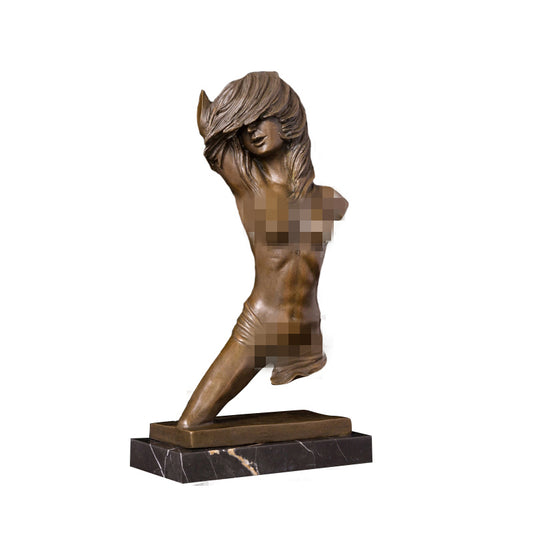 AH-272 Handicraft Bronze art decor Europe Bronze nude lady statue Naked Woman sculpture With Marble Base For Hotel Bar