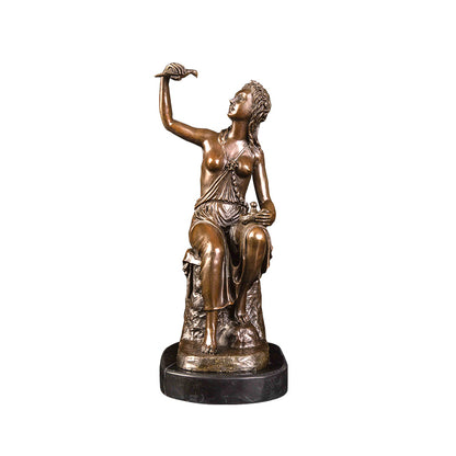 AH-015 goth home decor room decoration accessories office decor modern sculpture bronze girl and bird statue decor hogar