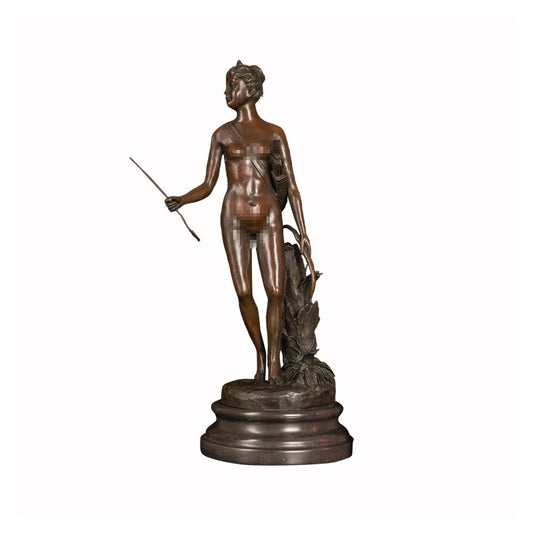 AH-077 Diana Artemis Statue Sculpture Bronze Greek Goddess of Hunting Moon Figurine Antique Copper Art Decor Accessories