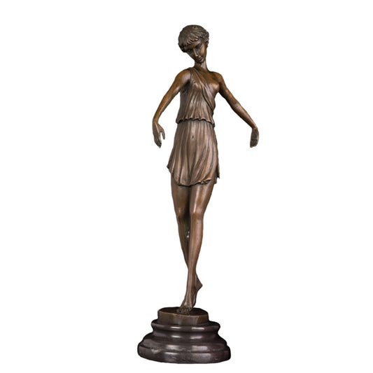 AH-194 Casting Bronze Dancing Girl Statue Sculpture Happy Child Girl Playing Statue Art For Home Decor Children gift