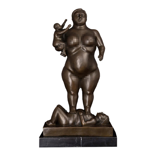 AH-289 Home Decor Bronze Lady with Baby Statue by Botero Classical Antique Sculpture Figurine Collectibles statue