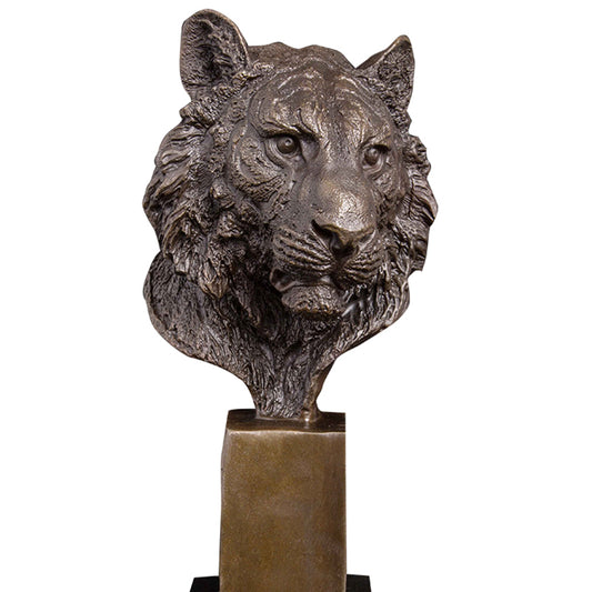 AW-006 Bronze Tiger Head sculpture Figurine Wildlife Tiger Bust Statue Metal Art for Home Decoration