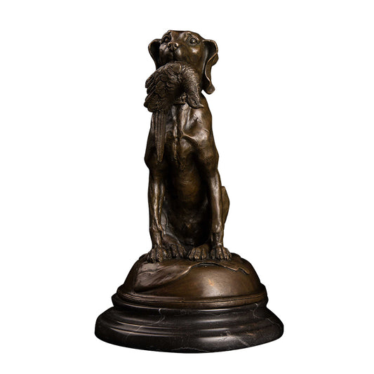 AW-066 Bronze Sculpture Hunting Dog with Prey Statue Animal Vintage For Living Room Children Room Decor Ornament