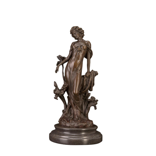 AH-135 Bronze Art Decor Bronze Sexy Lady Flower Angle Statue Bronze Beautuiful Girl Figurines Bronze Table Decoration