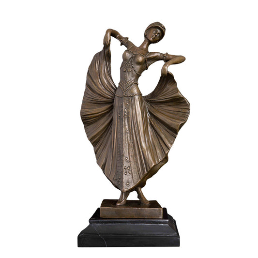 AH-160 Dancing Female Sculpture and Statue Woman Dancer Copper Figurines Modern Art for Dance Room Decor