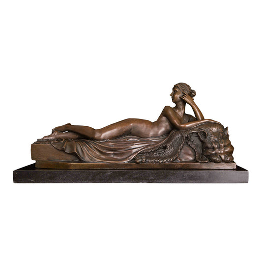 AH-270 Collectible livingroom decoration bronze Lying Down Erotic sexy lady statue Western Naked Woman Figurines Art